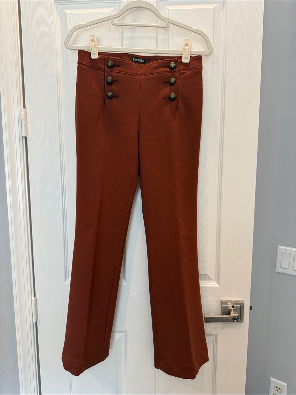 Express Rust Flare Sailor Button Pants 2R
